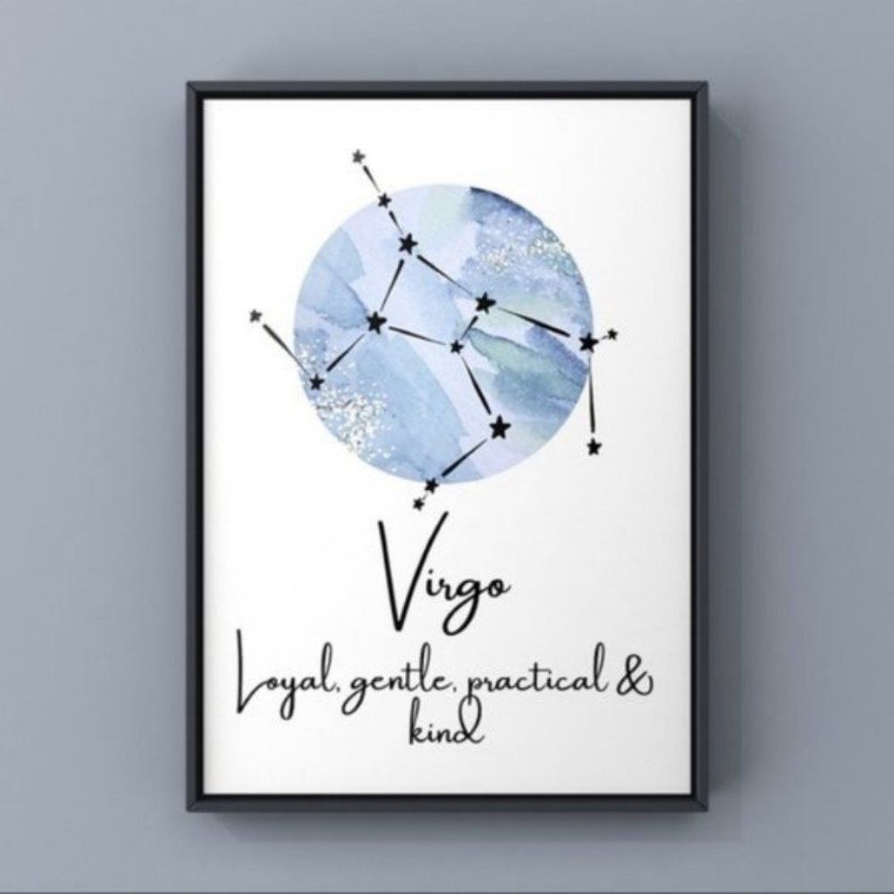 Virgo zodiac constellation blue wall art print